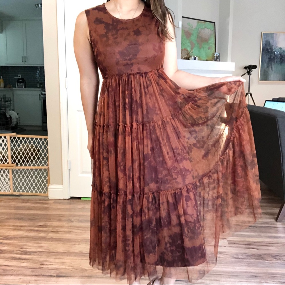 HD in Paris Rusty Brown Abstract Tulle Dress